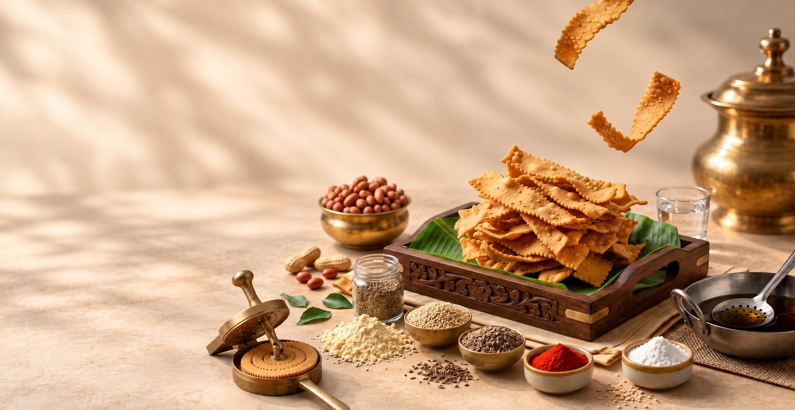 Crisp Ribbon Pakoda piled high with spices
